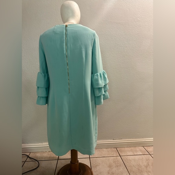 Sail to Sable| Ruffle Sleeve Turquoise Dress| Size 14 - Picture 4 of 9